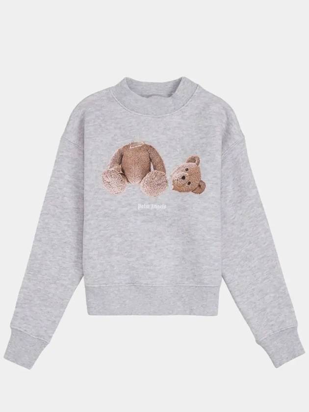 Kids Kill the Bear Crew Neck Sweatshirt Medium Gray PGBA002F21FLE001 0660 - PALM ANGELS - BALAAN 1