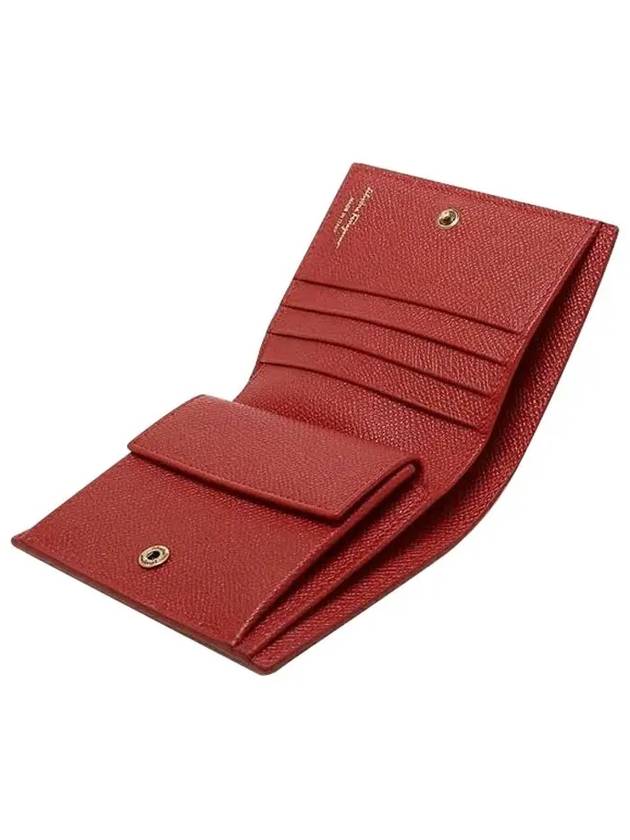 Gancini Compact Half Wallet Red - SALVATORE FERRAGAMO - BALAAN 5