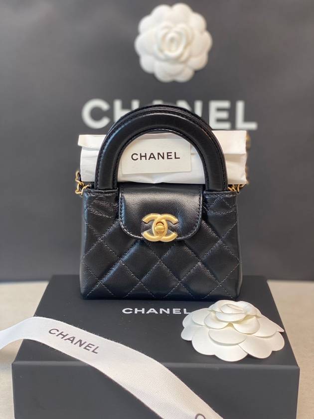 Classic Chain Shiny Aged Calfskin Mini Bag Black - CHANEL - BALAAN 3