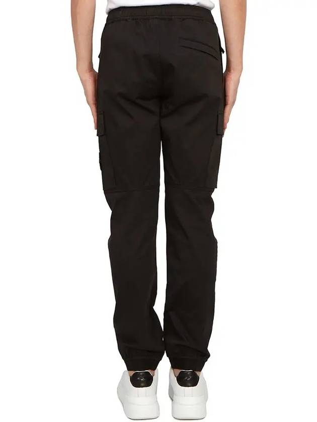 Garment Dyed Cotton Wool Satin Cargo Track Pants Black - STONE ISLAND - BALAAN 4