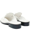 Triangle Logo Brushed Leather Bloafers White - PRADA - BALAAN 3