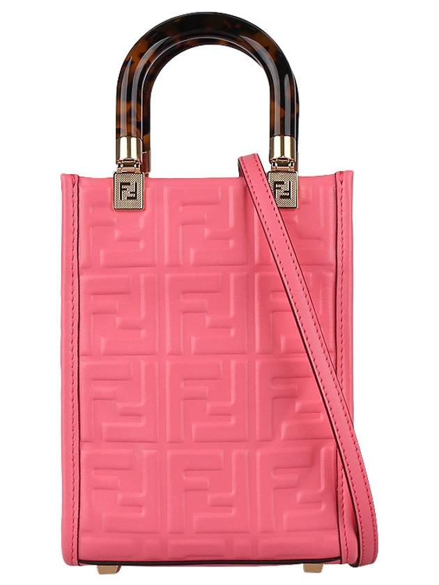 Sunshine FF Motif Mini Leather Tote Bag Pink - FENDI - 3