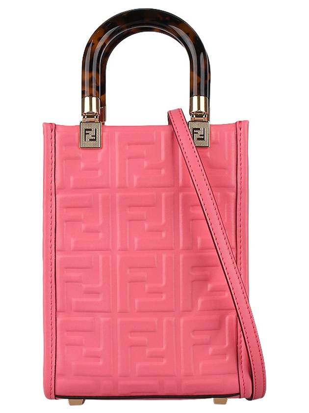 Sunshine FF Motif Small Leather Tote Bag Pink - FENDI - BALAAN 3