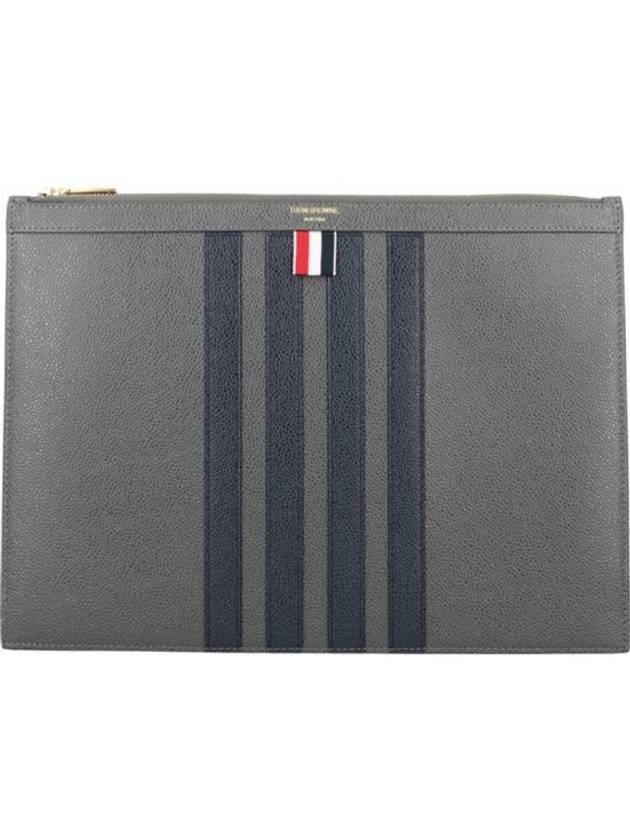 Diagonal Medium Document Case Clutch Bag Dark Grey - THOM BROWNE - BALAAN 2