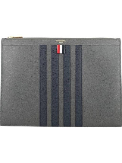 Diagonal Medium Document Case Clutch Bag Dark Grey - THOM BROWNE - BALAAN 2