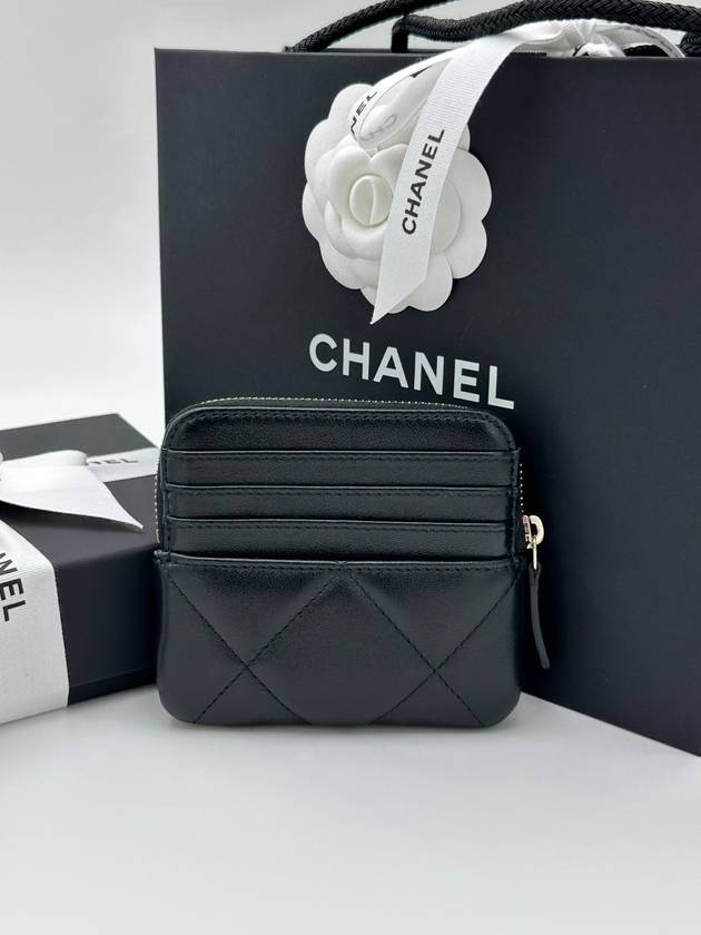 19 Zipper Card Coin Purse Gold Plated Black Lambskin AP2086 - CHANEL - BALAAN 3