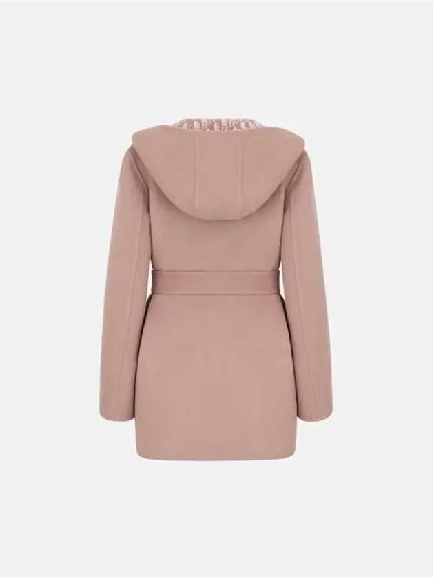 Belted Hooded Reversible Wool Single Coat Rose Des Vents - DIOR - BALAAN 3