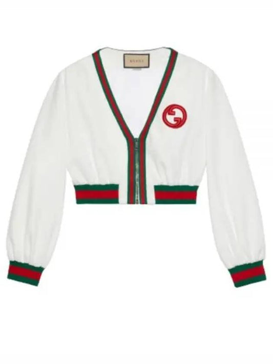 Cropped Web Jacket White - GUCCI - BALAAN 2