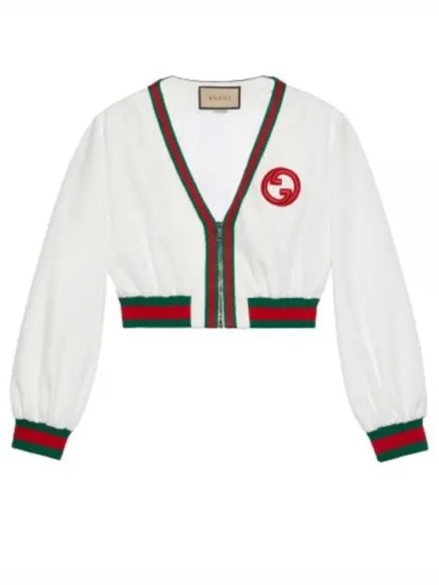 Cropped Web Jacket White - GUCCI - BALAAN 2