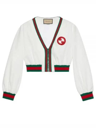 Cropped Web Jacket White - GUCCI - BALAAN 2