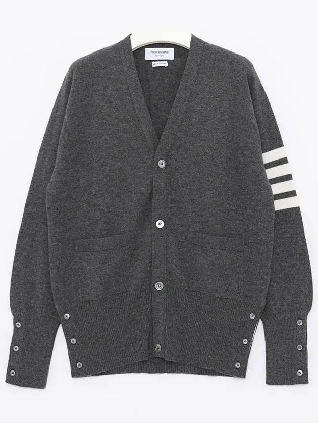 Men's Diagonal Classic Cashmere Cardigan Mid Grey - THOM BROWNE - BALAAN 3