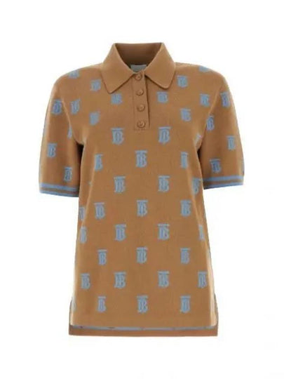 Monogram Short Sleeve Polo Shirt Camel - BURBERRY - BALAAN 2