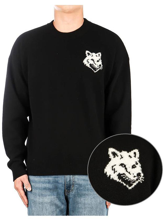 Intarsia Fox Head Comfort Knit Top Black - MAISON KITSUNE - BALAAN 2