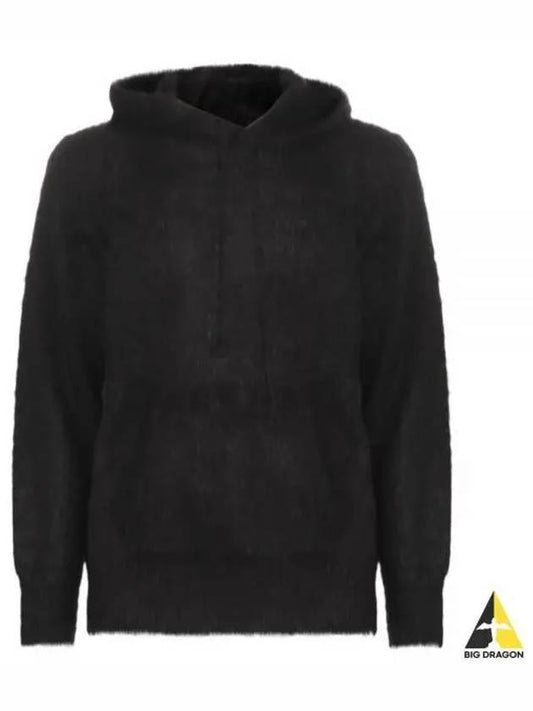 BRUSHED SUPER KID MOHAIR KNIT PO PARKA INK BLACK A23AP01KM - AURALEE - BALAAN 1