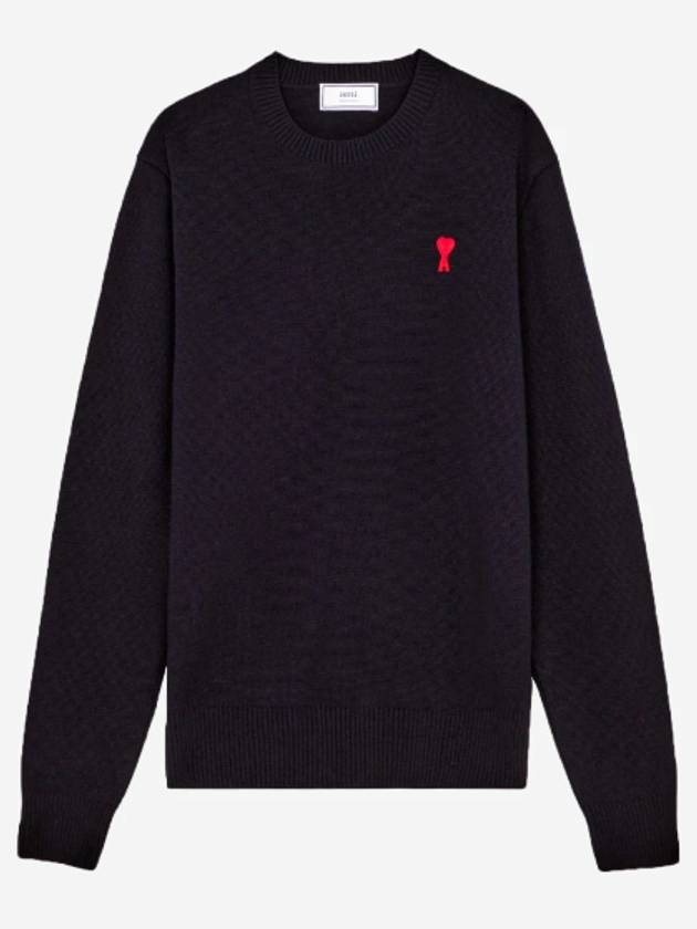 Men's Heart Logo Wool Knit Black - AMI - BALAAN 2