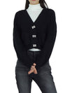 butterfly button alpaca wool cardigan black - GANNI - BALAAN 2