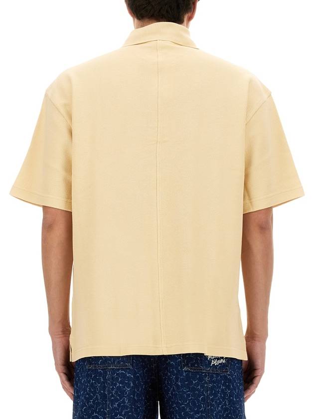 Oversized Textured Polo Shirt Wheat - MAISON KITSUNE - BALAAN 5