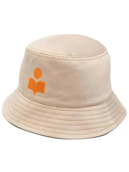 Embroidered Logo Cotton Bucket Hat Beige - ISABEL MARANT - BALAAN 2