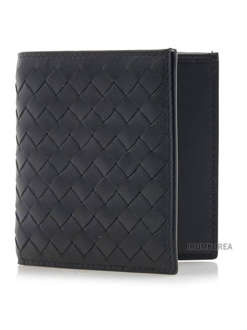 Intrecciato Leather Half Wallet Dark Grey - BOTTEGA VENETA - BALAAN 1