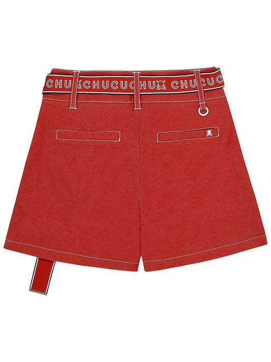 C23MPT002W Belted Short Pants Red - CHUCUCHU - BALAAN 2