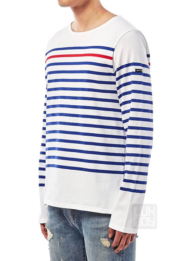 Striped Cotton Long Sleeve T-Shirt Blue White - SAINT JAMES - BALAAN 3