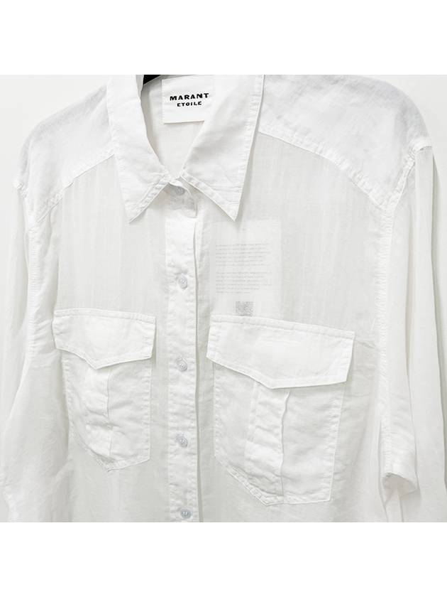 Women's Curved Hem Long Sleeve Shirts White - ISABEL MARANT ETOILE - BALAAN 6