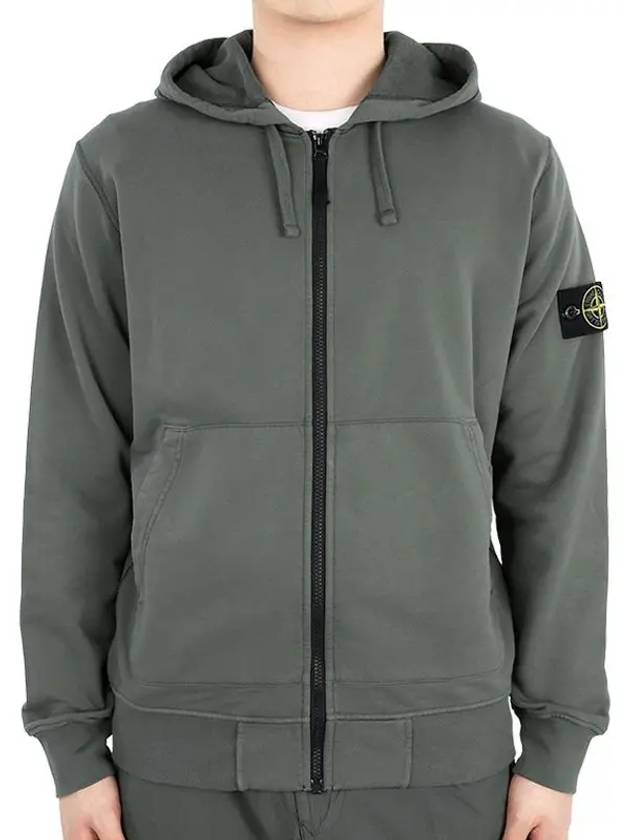 Logo Patch Cotton Fleece Hoodie Green - STONE ISLAND - BALAAN 3