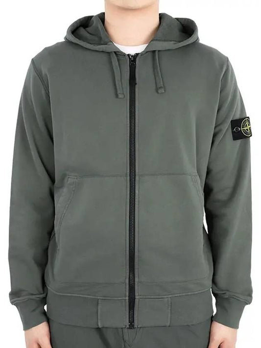 Logo Patch Cotton Fleece Hoodie Green - STONE ISLAND - BALAAN 2