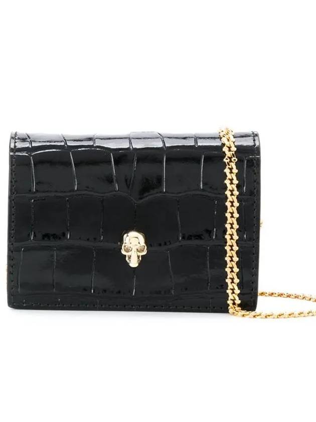 Skull Crocodile Leather Micro Shoulder Bag Black - ALEXANDER MCQUEEN - BALAAN 3