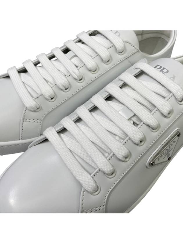 Brushed Leather Low-Top Sneakers White - PRADA - BALAAN 5