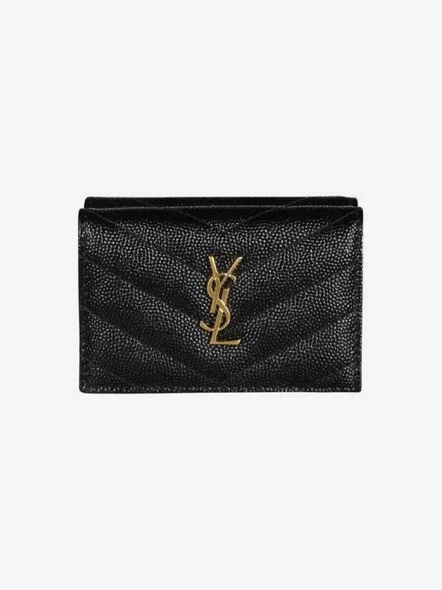 Monogram Quilted Mini Half Wallet Black - SAINT LAURENT - BALAAN 5