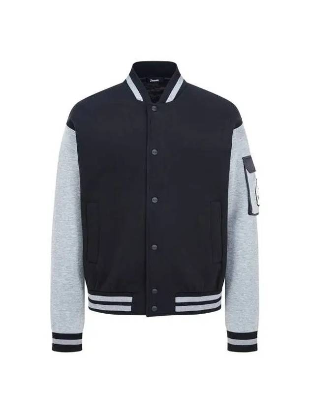 Men s color combination sleeve snap button stadium jacket black 271703 - HERNO - BALAAN 1