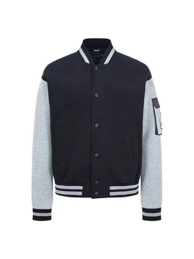 Men s color combination sleeve snap button stadium jacket black 271703 - HERNO - BALAAN 1