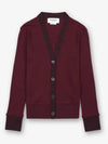 Contrast Trim Wool Cardigan Red - THOM BROWNE - BALAAN 2