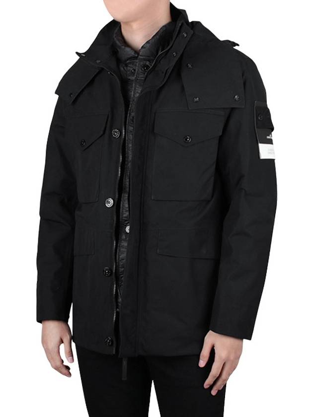 Men's Wappen Patch Ghost Piece Zip-Up Jacket Black - STONE ISLAND - BALAAN 4