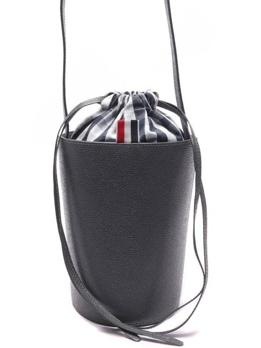 Women’s Gingham Pebble Grain Mini Bucket Bag Dark Grey - THOM BROWNE - BALAAN 2