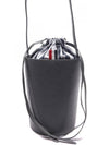 Women’s Gingham Pebble Grain Mini Bucket Bag Dark Grey - THOM BROWNE - BALAAN 3