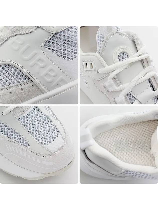 Logo Print Leather Suede Mesh Low Top Sneakers White - BURBERRY - BALAAN 6