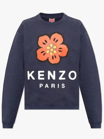 Men's Boke Flower Print Logo Cotton Sweatshirt Midnight Blue - KENZO - BALAAN 2