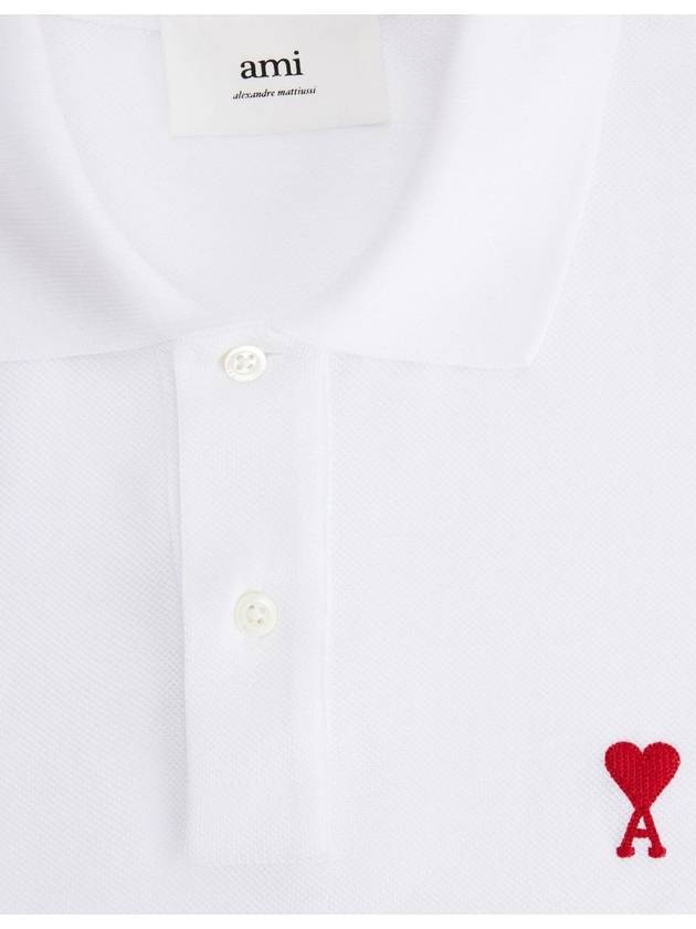 Heart Logo Polo Shirt White - AMI - BALAAN 6