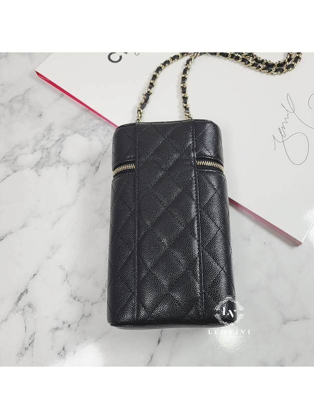 Classic Cosmetic Case Chain Phone Holder Mini Bag Black - CHANEL - BALAAN.