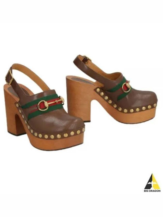 Horsebit Sandals Heel Brown - GUCCI - BALAAN 2