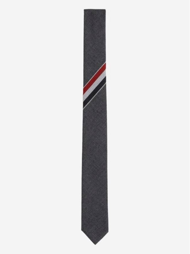 Three-Line Engineer Stripe Wool  Neck Tie Dark Grey - THOM BROWNE - BALAAN 2