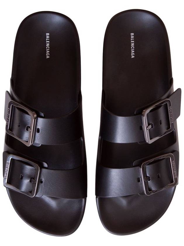 Men's Mallorca Buckle Sandals Slippers Black - BALENCIAGA - BALAAN 3