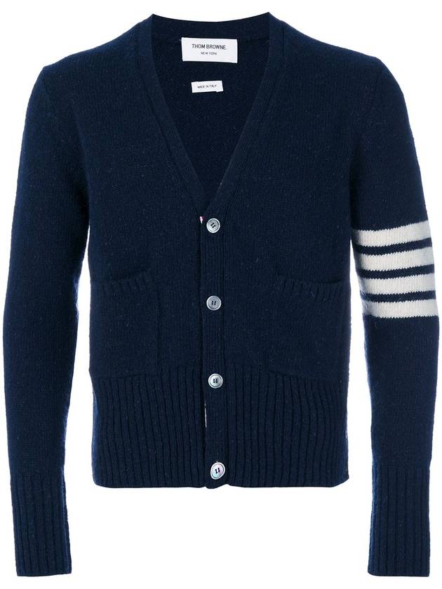 Men's Diagonal Mohair Tweed Cardigan Navy - THOM BROWNE - BALAAN 2