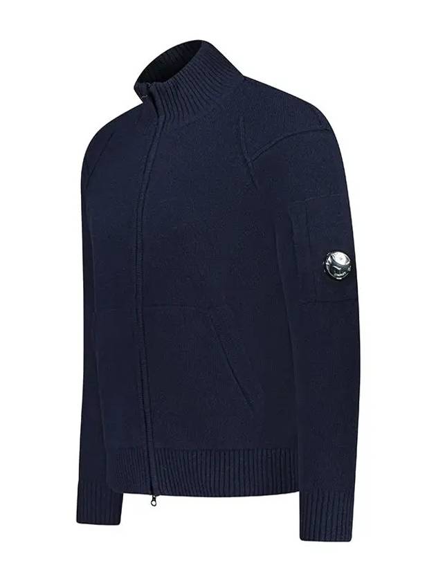 Lambswool GRS Zipped Cardigan Navy - CP COMPANY - BALAAN 4