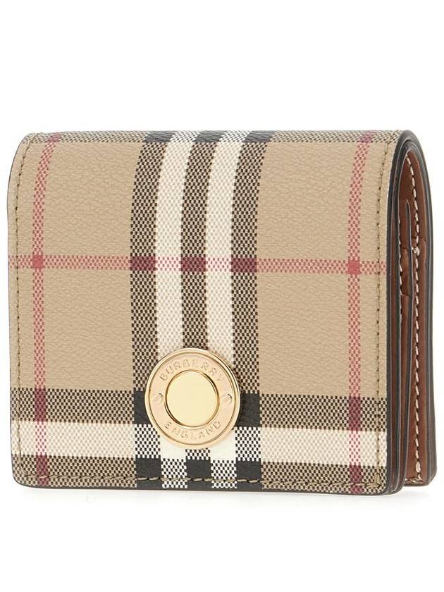 Engraved Logo Check Half Wallet Archive Beige - BURBERRY - BALAAN 3