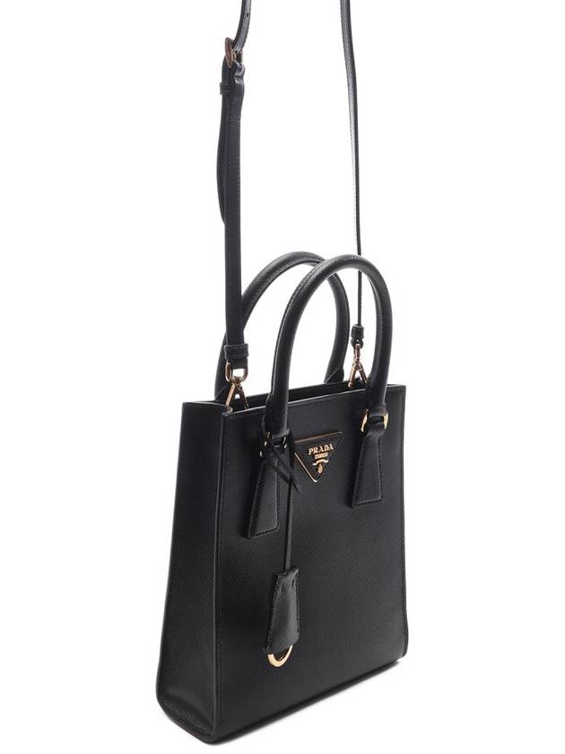 Triangular Logo Saffiano Leather Tote Bag Black - PRADA - BALAAN 4