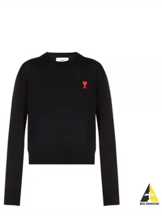 heart logo knit top black - AMI - BALAAN 2