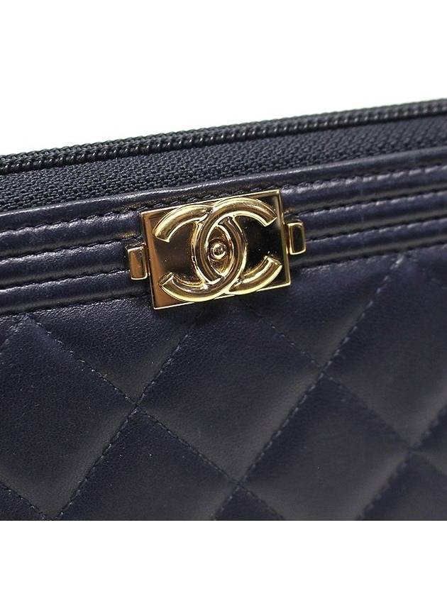 Chanel A80288 Navy Lambskin Gold Boy Zipper Long Wallet 22nd - CHANEL - BALAAN 6